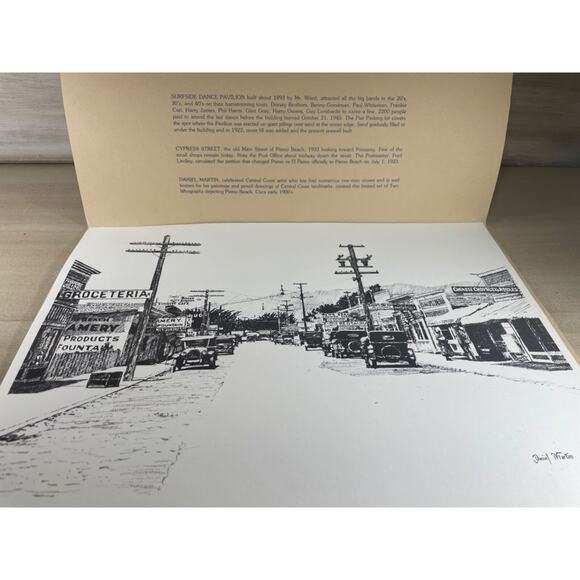 Early 1900s Pismo Beach Limited Edition Signed Lithographs Pavilion, Cypress St - Picture 6 of 7
